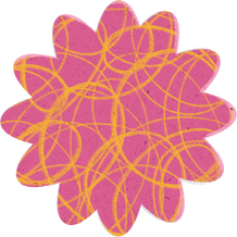 Scribbled Pink and Yellow Flower Paper Cut-out